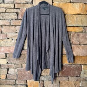 Barefoot Dream Super Cozy Gray Soft Bamboo Chic Lite Waterfall Open Cardigan S/M
